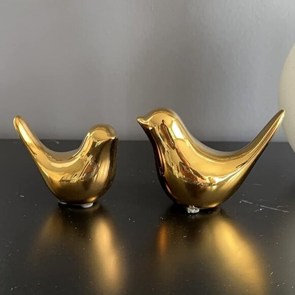 Small Birds Statues Gold Home Decor Modern Style Figurine Decorative Ornaments - Picture 4 of 13